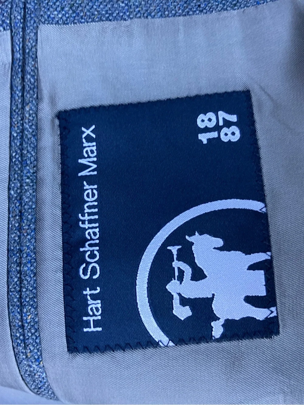 Hart Schaffner Marx hand tailored suit jacket 48L silk and wool steel blue